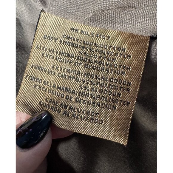 Vintage Levi’s Men's Sz M Olive Green Military Jacket Full Zip Front Zip Hood - Picture 6 of 16